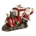 Clayre & Eef Dekofigur „Weihnachtsmann mit Lokomotive“ aus Polyresin, 16x10x13 cm (6PR5669)