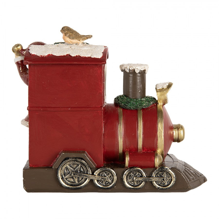 Clayre & Eef Dekofigur „Weihnachtsmann mit Lokomotive“ aus Polyresin, 16x10x13 cm (6PR5669)