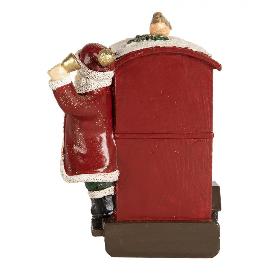 Clayre & Eef Dekofigur „Weihnachtsmann mit Lokomotive“ aus Polyresin, 16x10x13 cm (6PR5669)