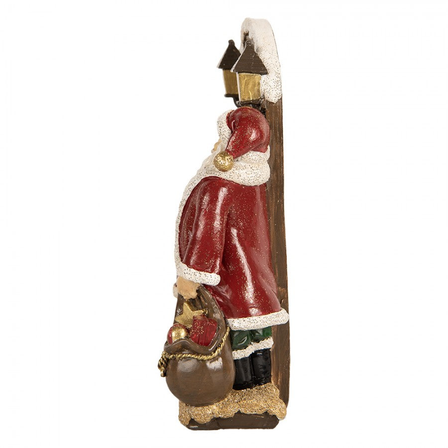 Clayre & Eef Dekofigur „Weihnachtsmann vor Tür “ aus Polyresin, 18x7x20 cm (6PR5670)