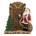 Clayre & Eef Dekofigur „Weihnachtsmann vor Tür “ aus Polyresin, 18x7x20 cm (6PR5670)