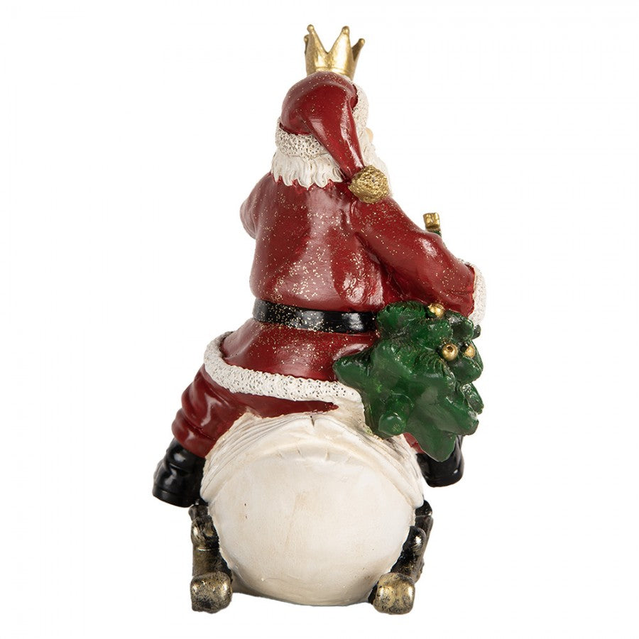 Clayre & Eef Dekofigur „Weihnachtsmann auf Schwan“ aus Polyresin, 13x10x16 cm (6PR5671)