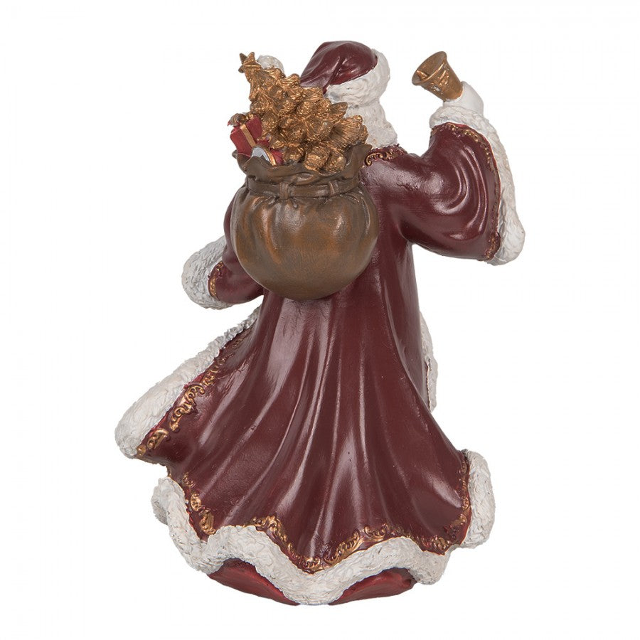 Clayre & Eef Dekofigur „Weihnachtsmann Traditionell mit Glocke“ aus Polyresin, 15x11x20 cm (6PR5704)