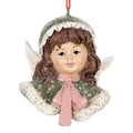Polyresin-Weihnachtsanhänger Winterengel-Büste Grün-Rosa 7x7x7 cm Christbaumschmuck von Clayre & Eef (6PR5705)