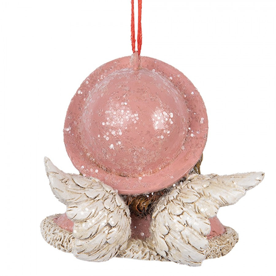 Polyresin-Weihnachtsanhänger Winterengel-Büste Rosa-Türkis 8x7x7 cm Christbaumschmuck von Clayre & Eef (6PR5706)
