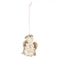 Polyresin-Weihnachtsanhänger Barock-Putto mit Rehkitz Creme-Gold 5x4x6 cm von Clayre & Eef (6PR5707)