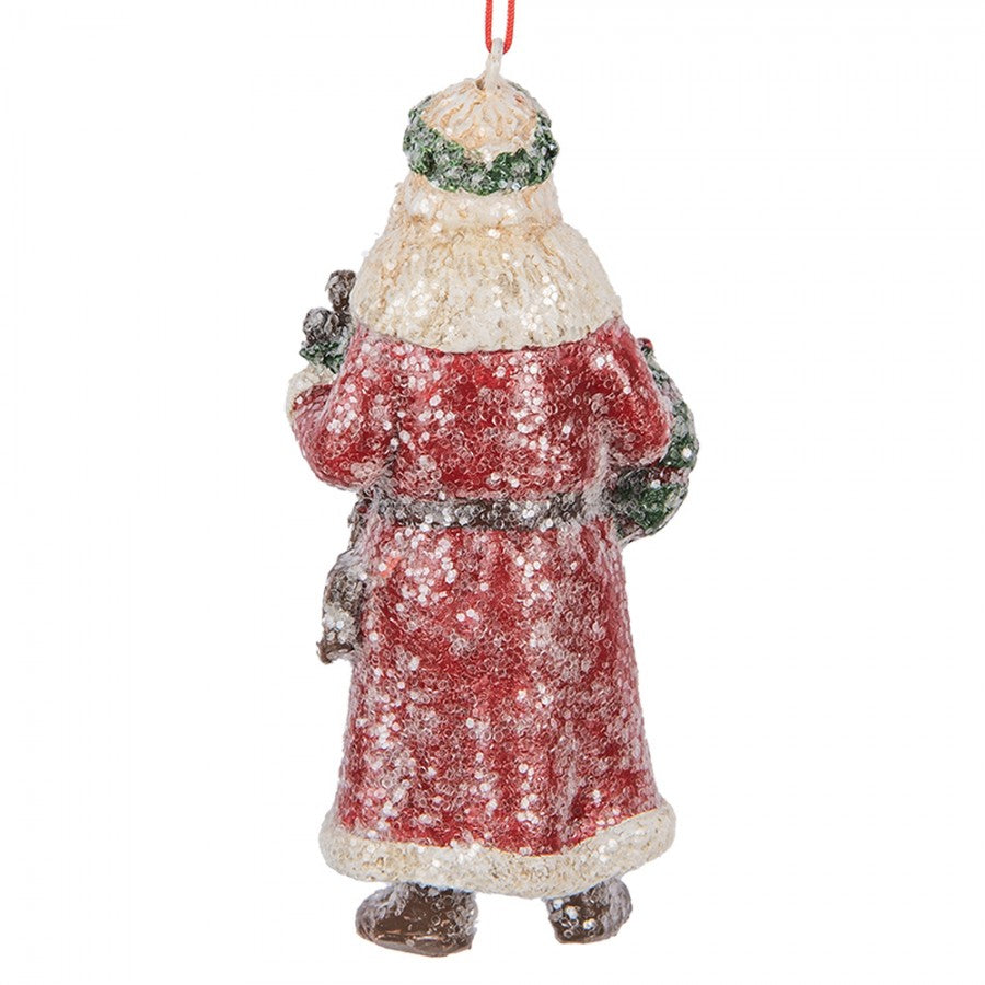 Clayre & Eef Christbaumanhänger „Weihnachtsmann“ aus Polyresin in Rot-Weiß, 5x4x12 cm (6PR5708)