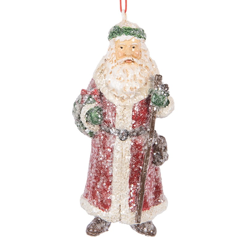 Clayre & Eef Christbaumanhänger „Weihnachtsmann“ aus Polyresin in Rot-Weiß, 5x4x12 cm (6PR5708)