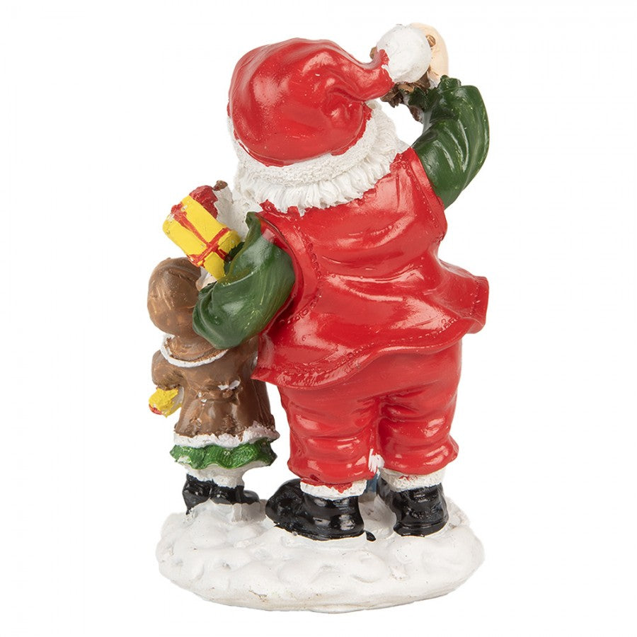 Clayre & Eef Dekofigur „Weihnachtsmann mit Kind“ aus Polyresin in Rot-Weiß, 8x6x13 cm (6PR5723)