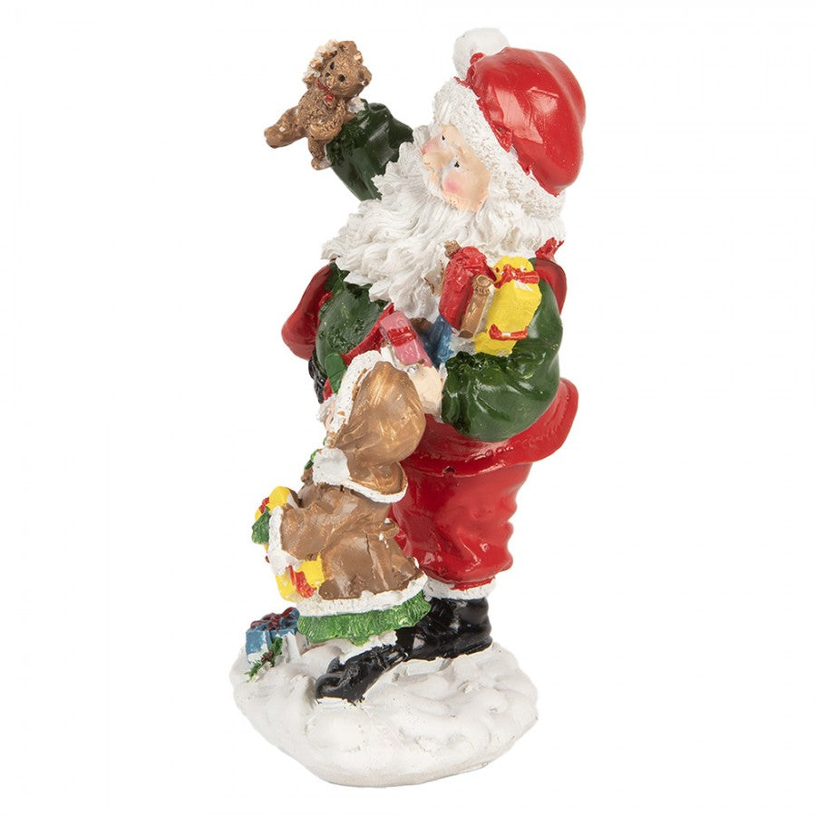 Clayre & Eef Dekofigur „Weihnachtsmann mit Kind“ aus Polyresin in Rot-Weiß, 8x6x13 cm (6PR5723)
