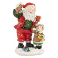 Clayre & Eef Dekofigur „Weihnachtsmann mit Kind“ aus Polyresin in Rot-Weiß, 8x6x13 cm (6PR5723)