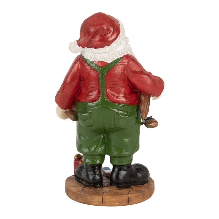 Clayre & Eef Dekofigur „Weihnachtsmann mit Tannenbaum“ aus Polyresin in Rot-Grün, 8x6x13 cm (6PR5724)