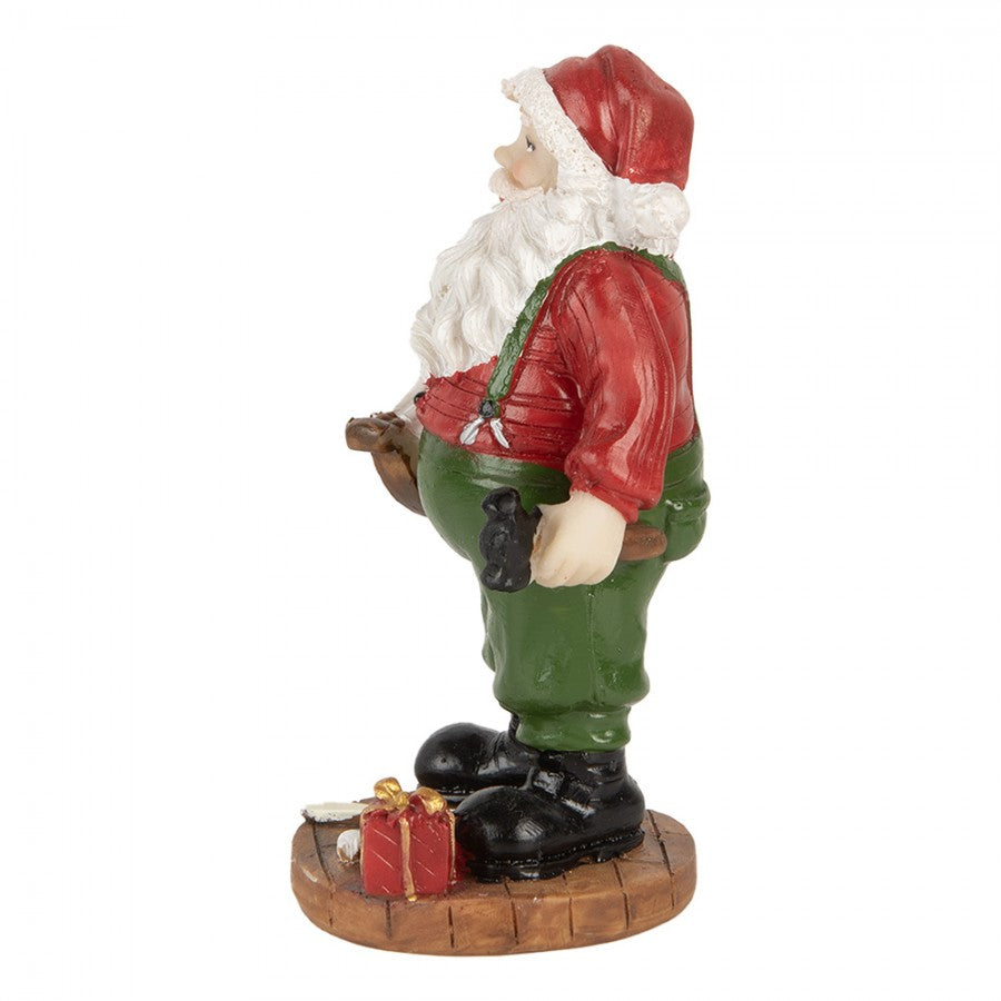 Clayre & Eef Dekofigur „Weihnachtsmann mit Tannenbaum“ aus Polyresin in Rot-Grün, 8x6x13 cm (6PR5724)