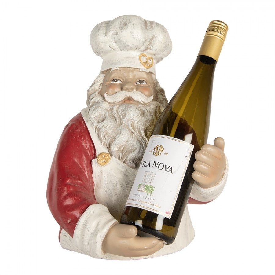 Clayre & Eef Flaschenhalter „Weihnachtsmann Büste“ aus Polyresin, 25x25x35 cm (6PR5750)