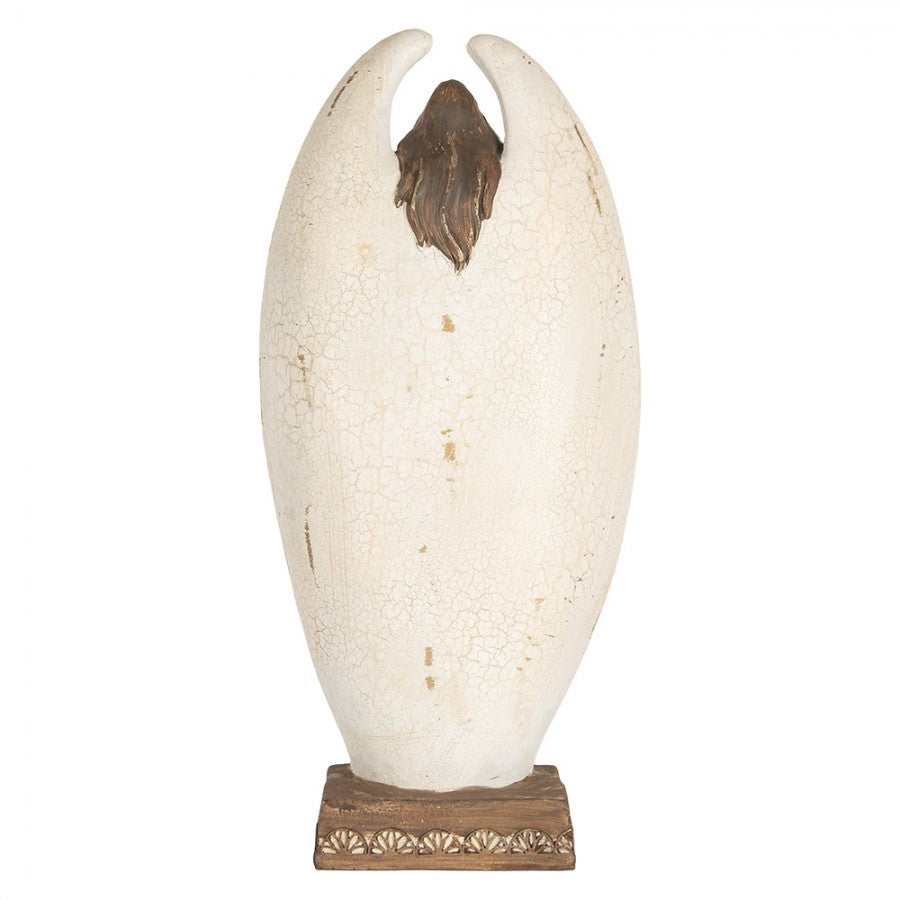 Polyresin-Weihnachtsdekoration Schutzengel mit Krippe Beige 19x10x40 cm von Clayre & Eef (6PR5757)