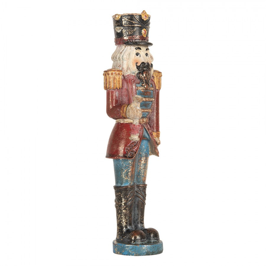 Nostalgische Weihnachtsfigur Nussknacker-Soldat Rot-Blau-Gold Polyresin 7x6x21 cm von Clayre & Eef (6PR5758)