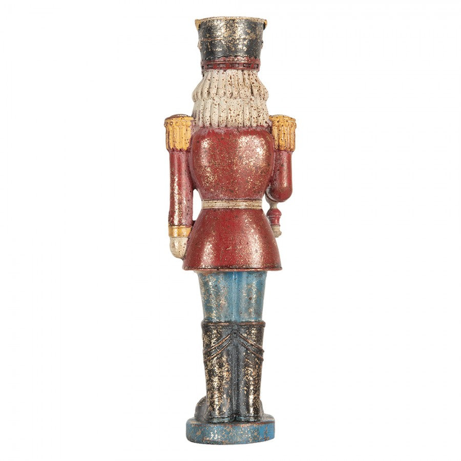 Nostalgische Weihnachtsfigur Nussknacker-Soldat Rot-Blau-Gold Polyresin 7x6x21 cm von Clayre & Eef (6PR5758)