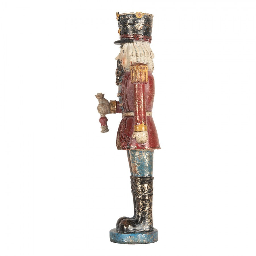 Nostalgische Weihnachtsfigur Nussknacker-Soldat Rot-Blau-Gold Polyresin 7x6x21 cm von Clayre & Eef (6PR5758)