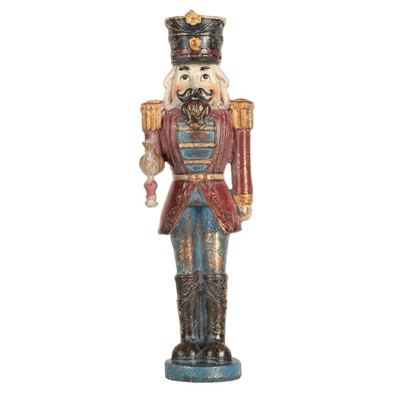 Nostalgische Weihnachtsfigur Nussknacker-Soldat Rot-Blau-Gold Polyresin 7x6x21 cm von Clayre & Eef (6PR5758)