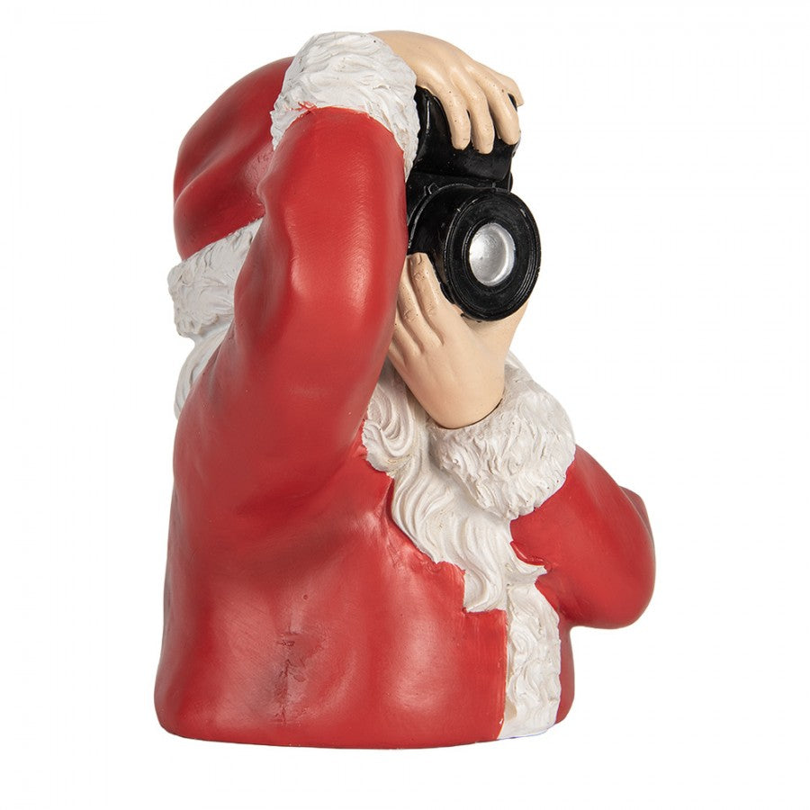 Clayre & Eef Dekobüste „Weihnachtsmann mit Kamera“ aus Polyresin, 21x17x22 cm (6PR5762)