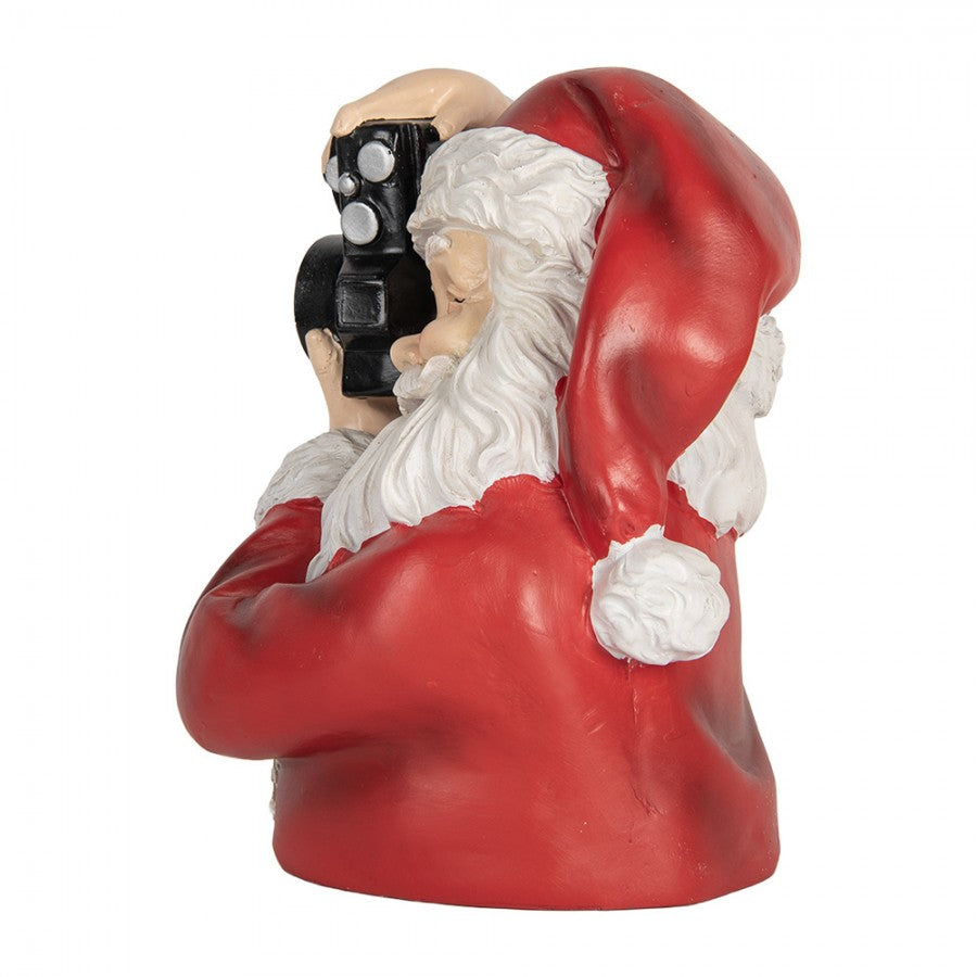 Clayre & Eef Dekobüste „Weihnachtsmann mit Kamera“ aus Polyresin, 21x17x22 cm (6PR5762)