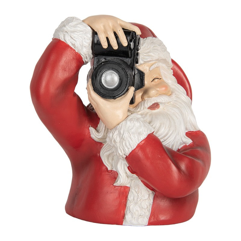 Clayre & Eef Dekobüste „Weihnachtsmann mit Kamera“ aus Polyresin, 21x17x22 cm (6PR5762)