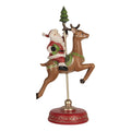 Clayre & Eef Dekofigur „Weihnachtsmann auf Rentier“ aus Polyresin in Rot-Braun, 16x11x30 cm (6PR5763)