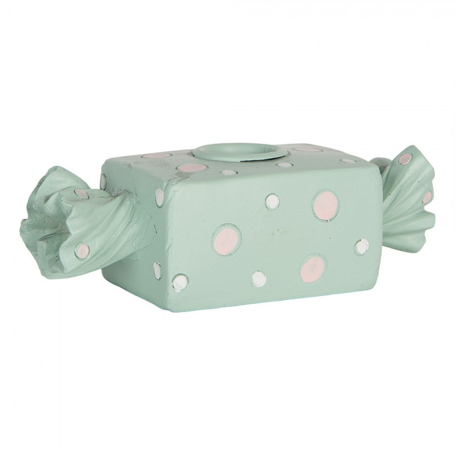Kerzenständer Bonbon Pastellblau Gepunktet 14x6x4 cm Polyresin für Stabkerzen von Clayre & Eef (6PR5778BL)