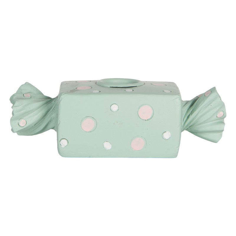 Kerzenständer Bonbon Pastellblau Gepunktet 14x6x4 cm Polyresin für Stabkerzen von Clayre & Eef (6PR5778BL)