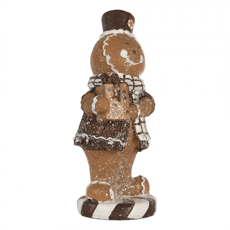 Weihnachtsfigur Pfefferkuchenmann Zylinder Karoschal Polyresin Glitzer 9x8x20 cm von Clayre & Eef (6PR5812)