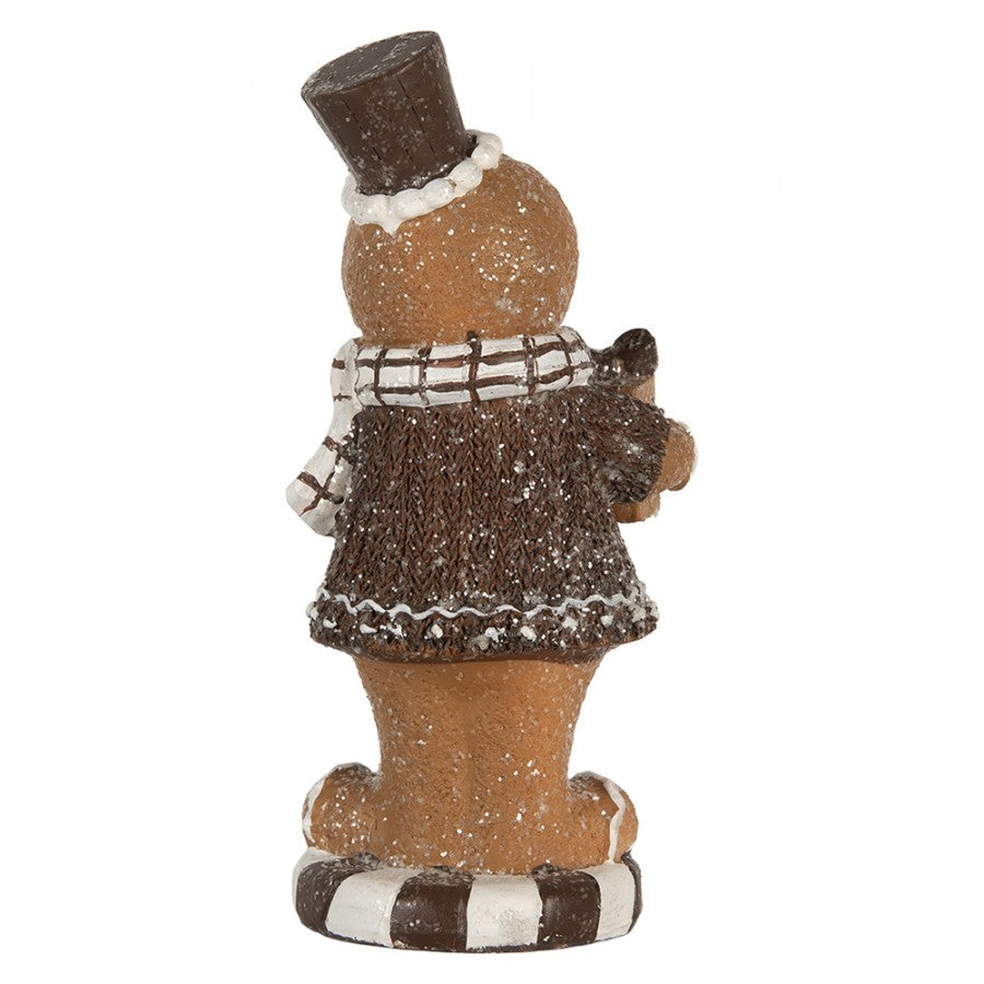Weihnachtsfigur Pfefferkuchenmann Zylinder Karoschal Polyresin Glitzer 9x8x20 cm von Clayre & Eef (6PR5812)