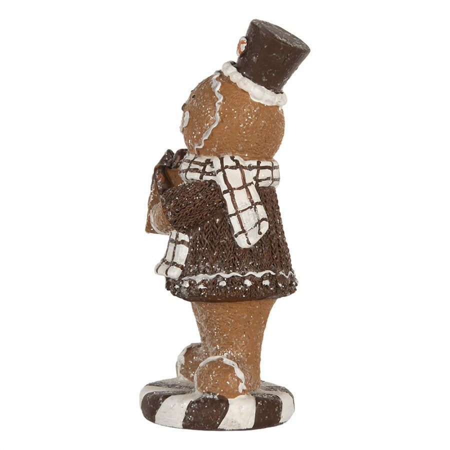 Weihnachtsfigur Pfefferkuchenmann Zylinder Karoschal Polyresin Glitzer 9x8x20 cm von Clayre & Eef (6PR5812)