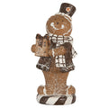 Weihnachtsfigur Pfefferkuchenmann Zylinder Karoschal Polyresin Glitzer 9x8x20 cm von Clayre & Eef (6PR5812)
