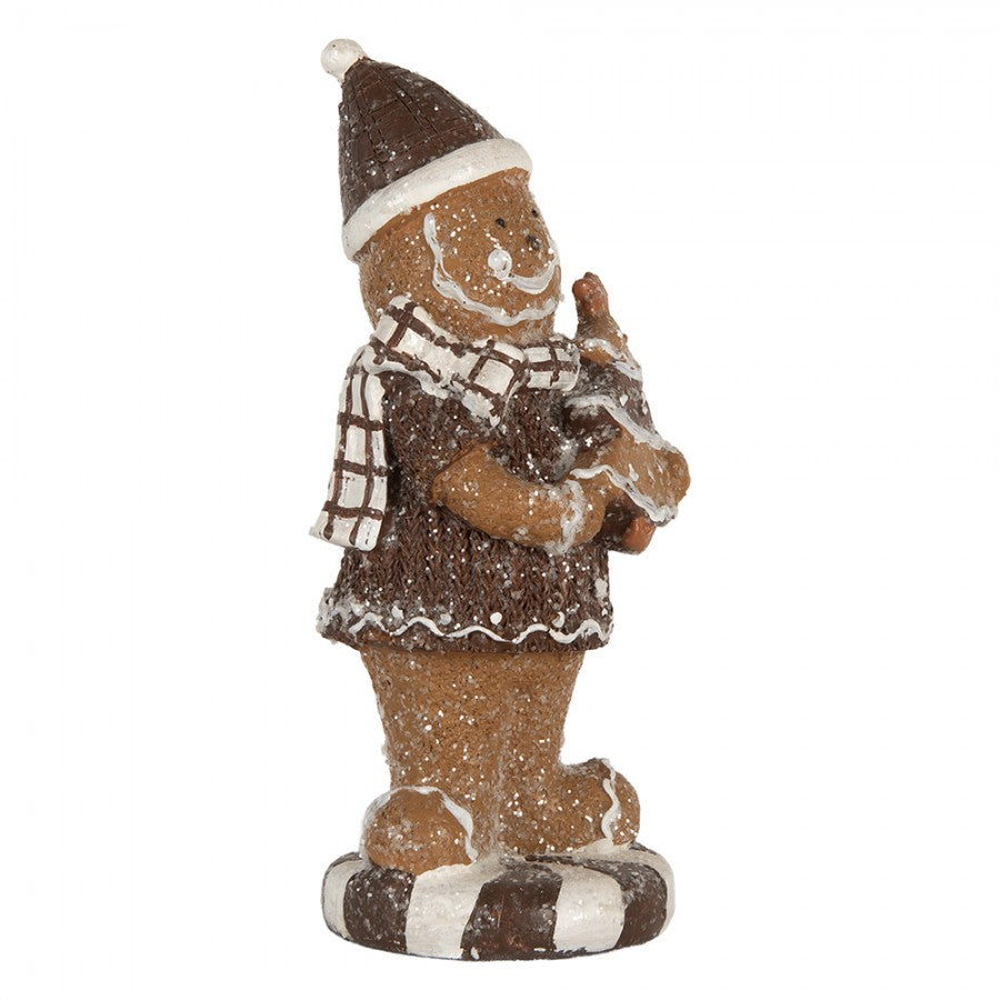 Weihnachtsfigur Pfefferkuchenmann Mütze Tannenbaum Polyresin Glitzer 8x8x20 cm von Clayre & Eef (6PR5813)