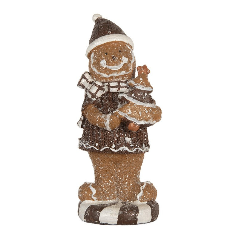 Weihnachtsfigur Pfefferkuchenmann Mütze Tannenbaum Polyresin Glitzer 8x8x20 cm von Clayre & Eef (6PR5813)