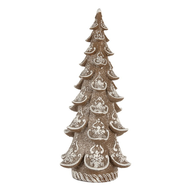 Deko-Weihnachtsbaum Lebkuchen mit Schneeflocken Braun Weiß 19x19x40 cm von Clayre & Eef (6PR5816)