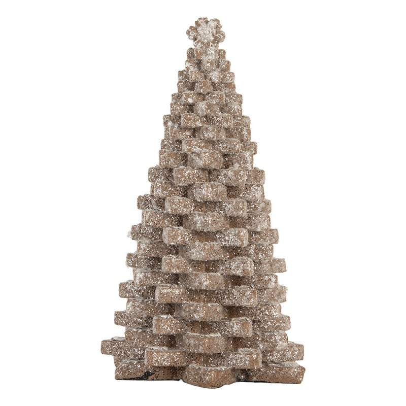 Deko-Weihnachtsbaum Zimtstern Keksturm mit Glitzer Braun 15x15x25 cm von Clayre & Eef (6PR5821)