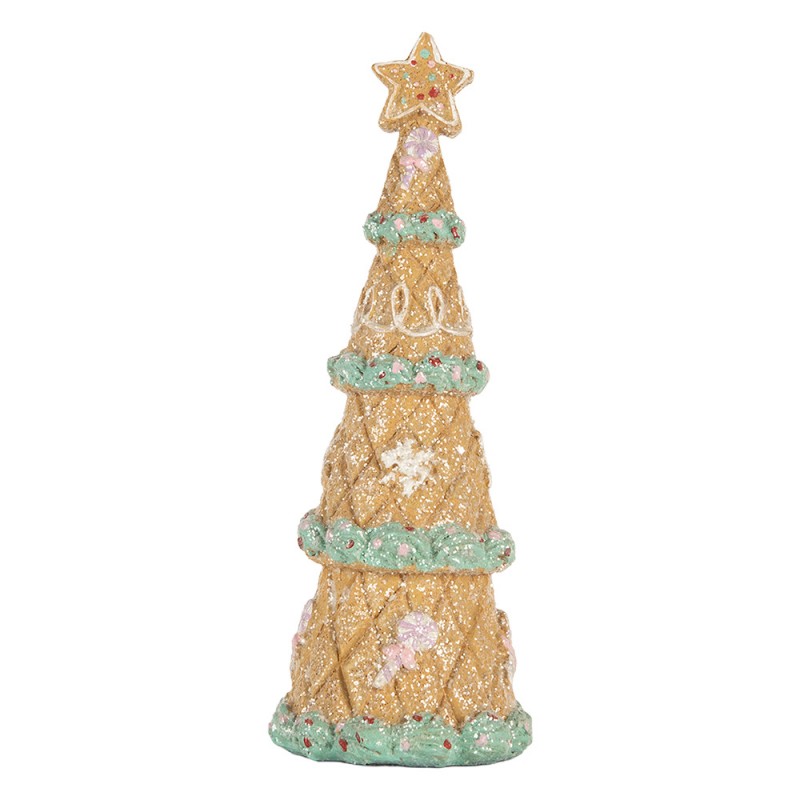 Deko-Weihnachtsbaum Zuckerbäcker Waffel mit Stern Braun Mint Ø 9x25 cm von Clayre & Eef (6PR5830)