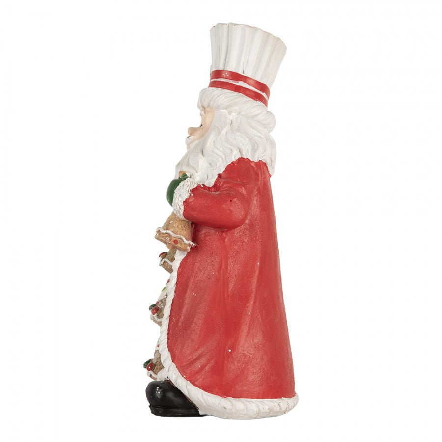 Clayre & Eef Dekofigur „Weihnachtsmann mit Pfefferkuchen-Tannenbaum “ aus Polyresin in Rot-Weiß, 15x11x25 cm (6PR5849)