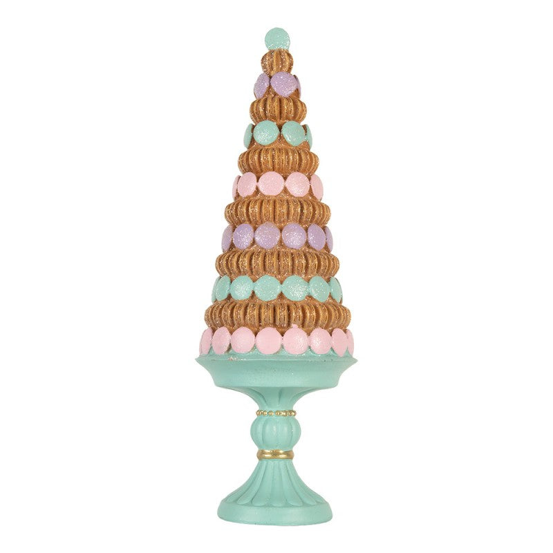 Deko-Weihnachtsbaum Macaron Pyramide auf Fuß Mint Rosa Ø 13x40 cm von Clayre & Eef (6PR5861)