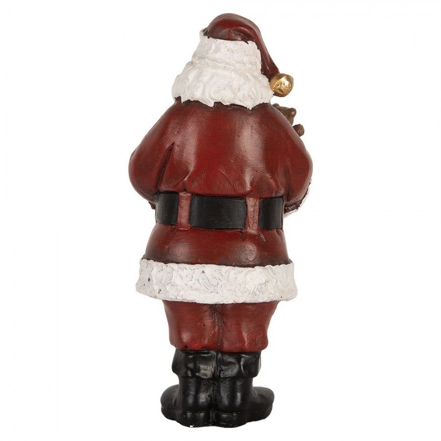 Clayre & Eef Dekofigur „Weihnachtsmann mit Festtagstorte“ aus Polyresin in Rot-Weiß, 10x10x21 cm (6PR5862)