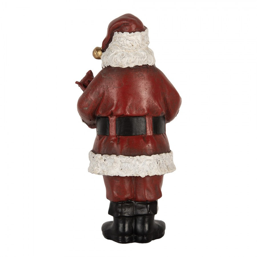 Clayre & Eef Dekofigur „Weihnachtsmann mit Goldenem Buch“ aus Polyresin in Rot-Weiß, 10x10x21 cm (6PR5863)