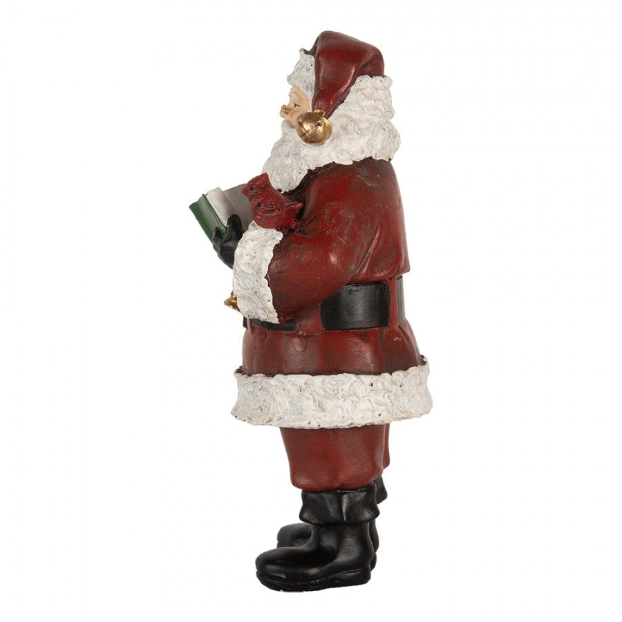 Clayre & Eef Dekofigur „Weihnachtsmann mit Goldenem Buch“ aus Polyresin in Rot-Weiß, 10x10x21 cm (6PR5863)