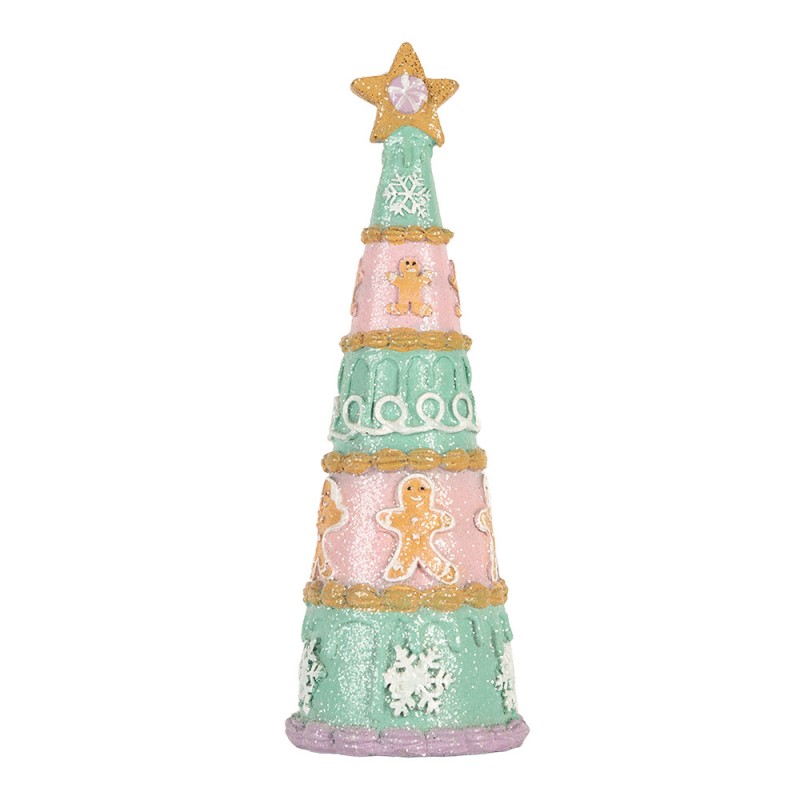 Deko-Weihnachtsbaum Zuckerbäcker Lebkuchenmann Mint Rosa Ø 9x25 cm von Clayre & Eef (6PR5865)