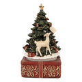 Spieluhr Weihnachtsbaum mit Rehkitz auf Geschenksockel Grün Rot Gold Ø 11x19 cm von Clayre & Eef (6PR5878)