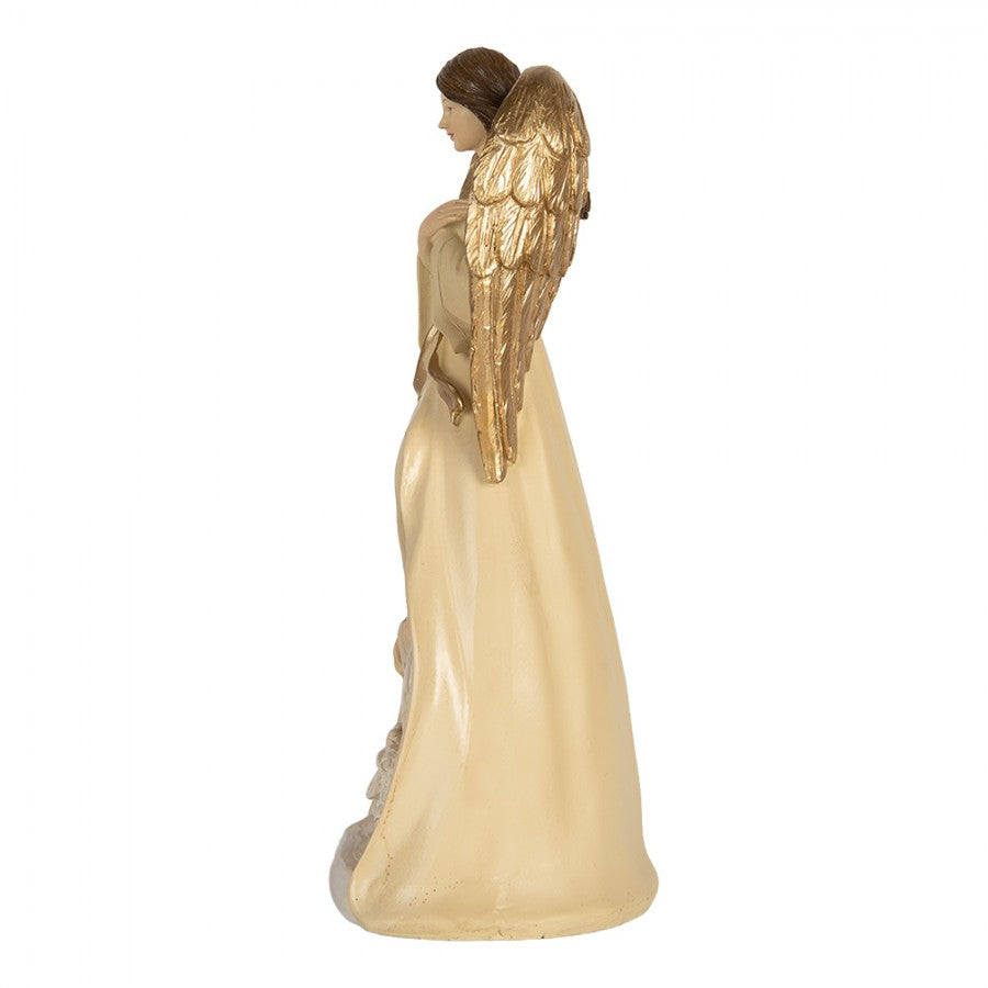 Weihnachtsdekorationsfigur Krippe Schutzengel Heilige Familie Gold Beige 15x12x31 cm von Clayre & Eef (6PR5894)