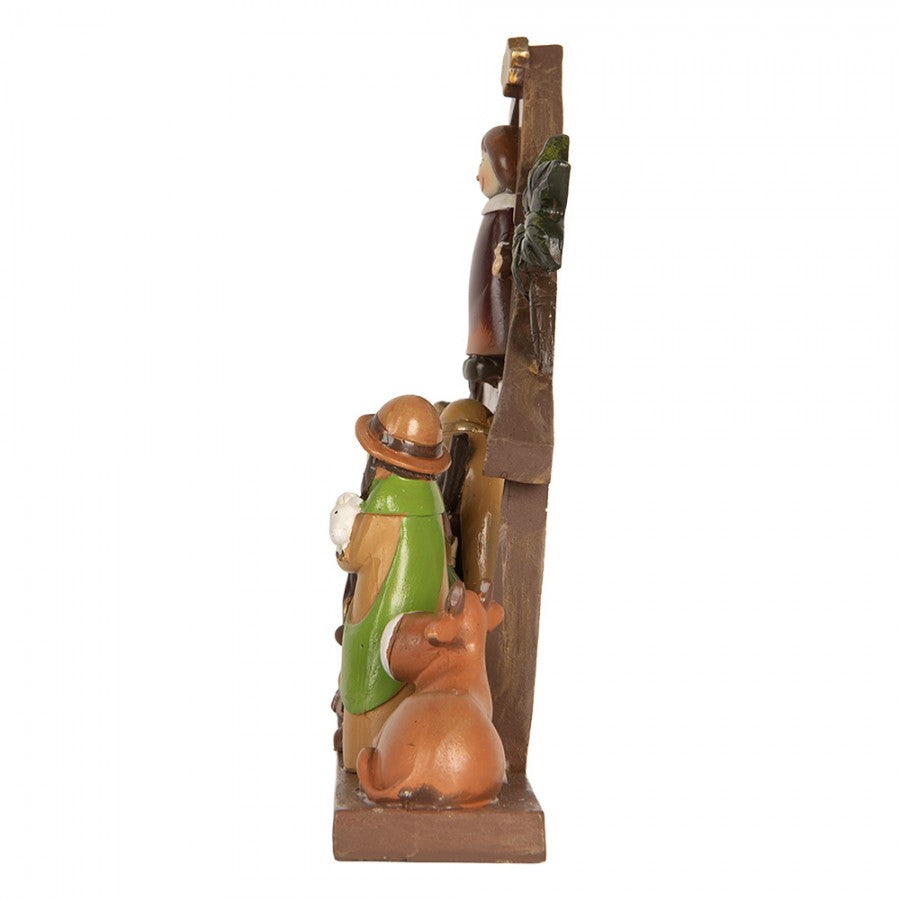 Weihnachtsdekorationsfigur Krippe Stall Heilige Familie Drei Könige Engel Braun Bunt 32x5x20 cm von Clayre & Eef (6PR5895)