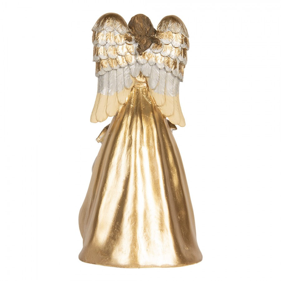Weihnachtsdekorationsfigur Krippe betender Schutzengel Heilige Familie Gold Silber 16x13x31 cm von Clayre & Eef (6PR5897)