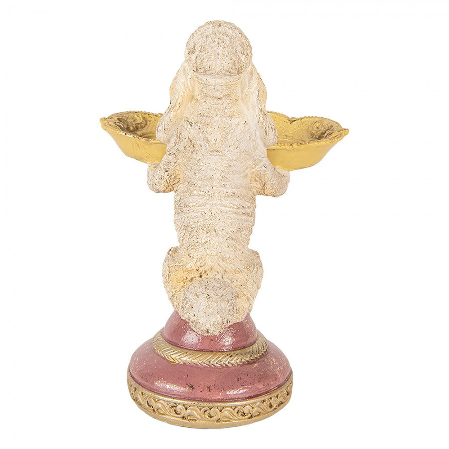 Dekofigur Hund Pudel Butler mit Schale Schlüsselschale Polyresin Beige Gold 15x16x21 cm von Clayre & Eef (6PR6048)