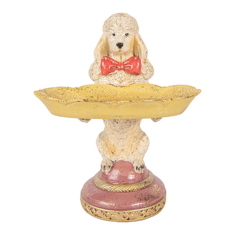 Dekofigur Hund Pudel Butler mit Schale Schlüsselschale Polyresin Beige Gold 15x16x21 cm von Clayre & Eef (6PR6048)